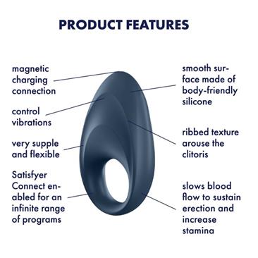 Satisfyer Mighty One vibruojantis penio žiedas su programėle - Afrodisiaco.lt